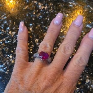 Elegant Silver and Hot Pink Gemstone Ring